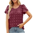 thumbnail image 4 of Blouses à Manches Courtes pour Femmes Mode Manches Courtes Col Rond Couleur Unie Hauts Amples Blouse Pull Tricoté Hauts à Manches Courtes Blouse à Manches Courtes pour Femmes, 4 of 7