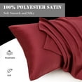 thumbnail image 6 of PiccoCasa 2 Pcs Satin Pillowcase Zippered Silky Sateen, King Red, 6 of 7