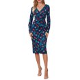 thumbnail image 1 of Vestido con estampado navideño para mujer Vestido de fiesta de año nuevo elegante y ajustado Kuymtek Azul T L para Mujer, 1 of 9