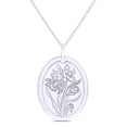 thumbnail image 4 of AFFY March Birth Month Daffodil Flower Oval Frame Disk Pendant Necklace In 14K White Gold Plated 925 Sterling Silver for Womens 18" Chain, 4 of 7