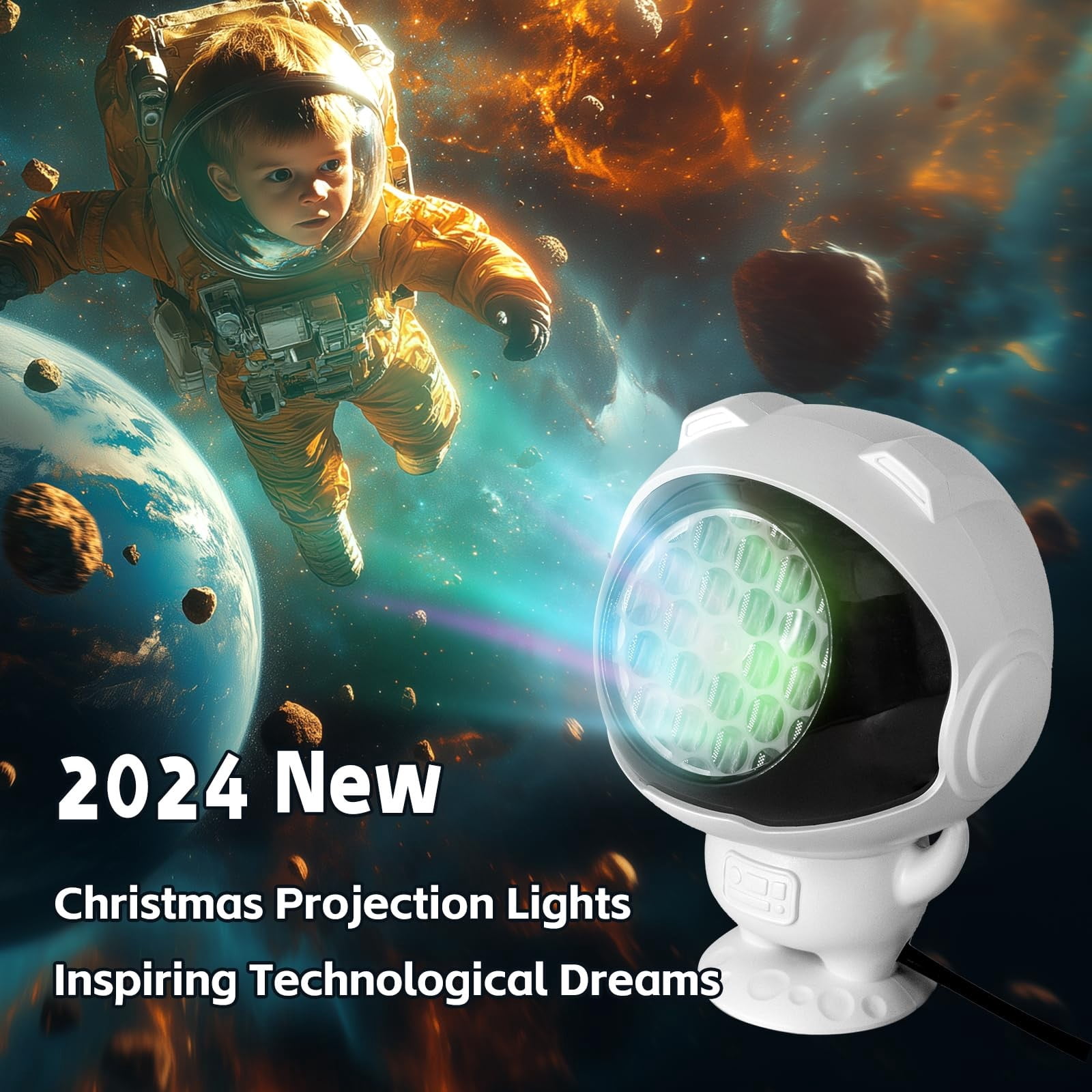 Projector Lights Indoor/Outdoor Led Lights Projector For Decorations Holiday Projector For Party 2024 Upgrade Indoor For Home， Gi Man Lamp Color Lights Space Lamps for Kids Elephant Baby Night Light