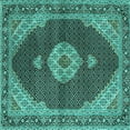 thumbnail image 1 of Ahgly Company Indoor Square Medallion Turquoise Blue Traditional Area Rugs, 5' Square, 1 of 4