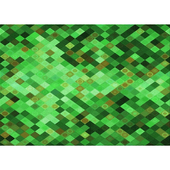 Ahgly Company Machine Washable Indoor Rectangle Transitional Green Area Rugs, 5' x 7'