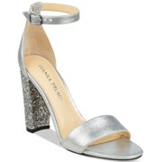 Ivanka Trump Womens Emalyn Open Toe Formal Ankle Strap, Silver Suede, Size 11.0
