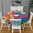 thumbnail image 2 of Colorful Tie Dye Pattern Round Tablecloth 60"x60",Wrinkle Wipeable Table Cloth for Kitchen Dining Room Picnic Patio Party, 2 of 6