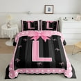 thumbnail image 2 of Manfei Personalized Letter L Comforter Sets King Size,Monogrammed Theme Comforters & Duvets,Cartoon Bow Bowknot Bedding King Comforter Set,Ultra Soft Bedroom Decor Reversible,3-Piece, 2 of 8