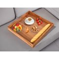 thumbnail image 2 of Serving Tray with Handles, 20 Inch Large Square Ottoman Tray Acacia Wood Decorative Tray for Living Room, Ottoman Coffee Table, Kitchen, Appetizers, Breakfast, Patio, Party, 2 of 6