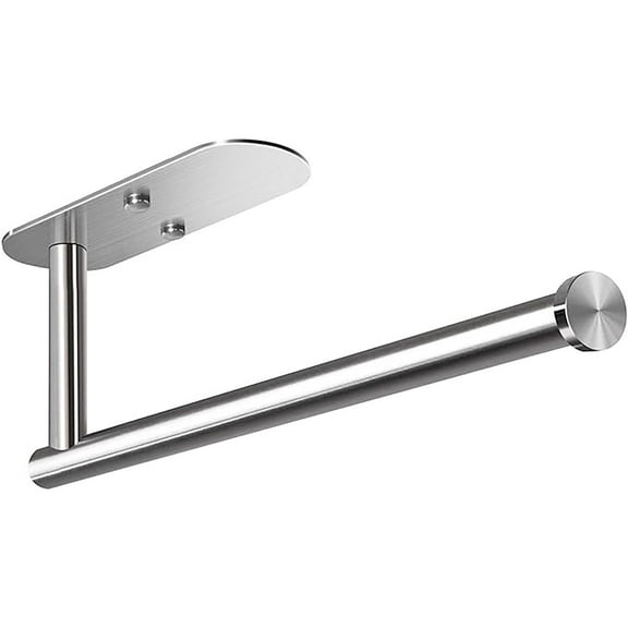Brotasdro Stainless Steel Self-Adhesive 13.1" x 1.7" x 3.1" Wall Mount & Under Cabinet Paper Towel Holder, Silver