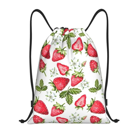 Fotbe Strawberry1 Bolsa Mochila con Cordón Estampada, Bolsa de Gimnasio Deportiva, Bolsa Cinch, Bolsa con Cordón para Hombres y Mujeres-Small