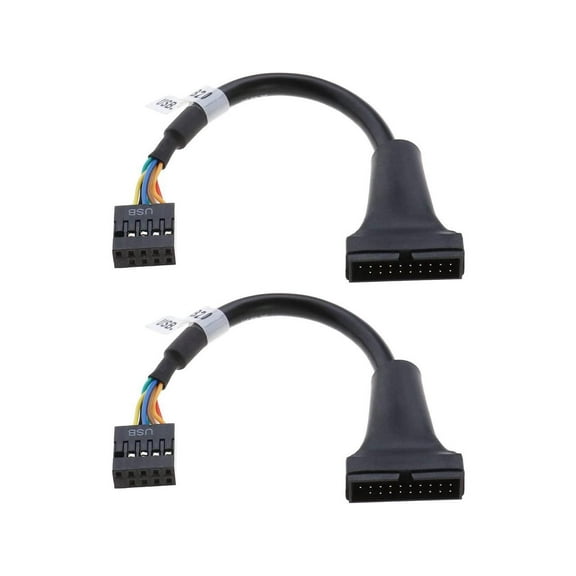 USB 3.0 19 Pin Male to USB 2.0 9 Pin Female Motherboard Cable Adapter ale/Female Housing Converter (19Pin Male to 9Pin Female)2Pack