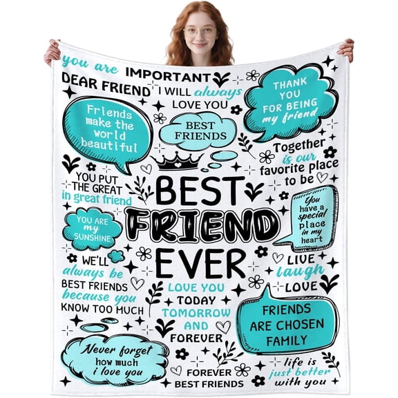Best Friend Blanket Friendship Gifts for Women Girls,Work Bestie Stuff Soul Sister Throw Blankets,Unique Friend Birthday Gifts Ideas for Teens Her BFF 50" X 40"