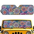 thumbnail image 7 of Pensura Windshield Sun Shade, Mandala Lotus Sunshade Heat Shield，52.95 in *16.14 in, Compatible with Jeep Wrangler TJ JK JKU Sport Sahara Rubicon 2 Door & 4 Door UV Ray Reflector, 7 of 7