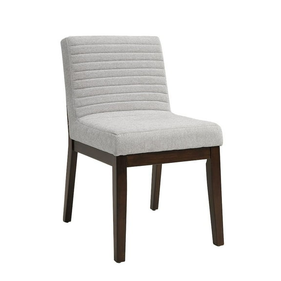 ACME Edwyn 19" Wood & Fabric Armless Dining Side Chair in Gray/Brown (Set of 2)