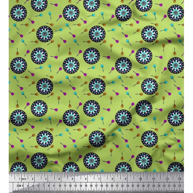Soimoi Polyester Crepe Fabric Dart Board Sports Print Fabric by The Yard 52 Inch Wide