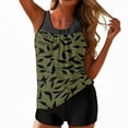 thumbnail image 2 of longantii Tankinis Swimwear for Women Two Piece Floral Print Blouson Tank Top Tummy Control Modest Swimsuits with High Waist Swim Shorts Tankini Swimwear Army Green XL, 2 of 7