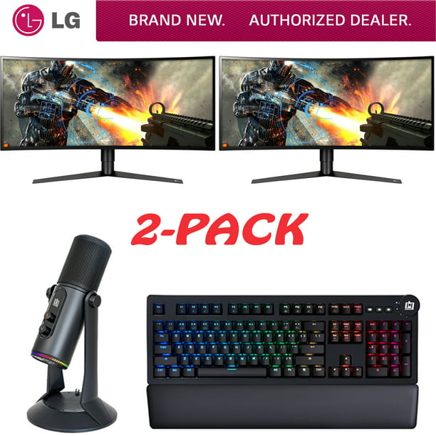 34GK950F-B UltraWide QHD Curved LED Dual Gaming Monitor (2018) Bundle with Deco Gear Mechanical Keyboard Cherry MX Red + PC Streaming USB for Gaming - Walmart.com
