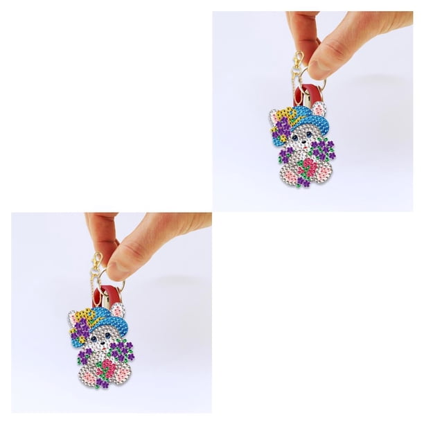 Wosthever 5 llaveros con pintura de diamantes, adornos de huevos de Pascua, dijes para bolso, fabricación de mosaicos Type2