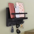 thumbnail image 2 of YIHATA Key and Mail Holder for Wall Hooks Key Hanger for Wall with Shelf Wood Wall Shelf with Hooks for Wall Decorative Retro Hanging Organizer Rustic Farmhouse Decor for Entryway (Black), 2 of 7