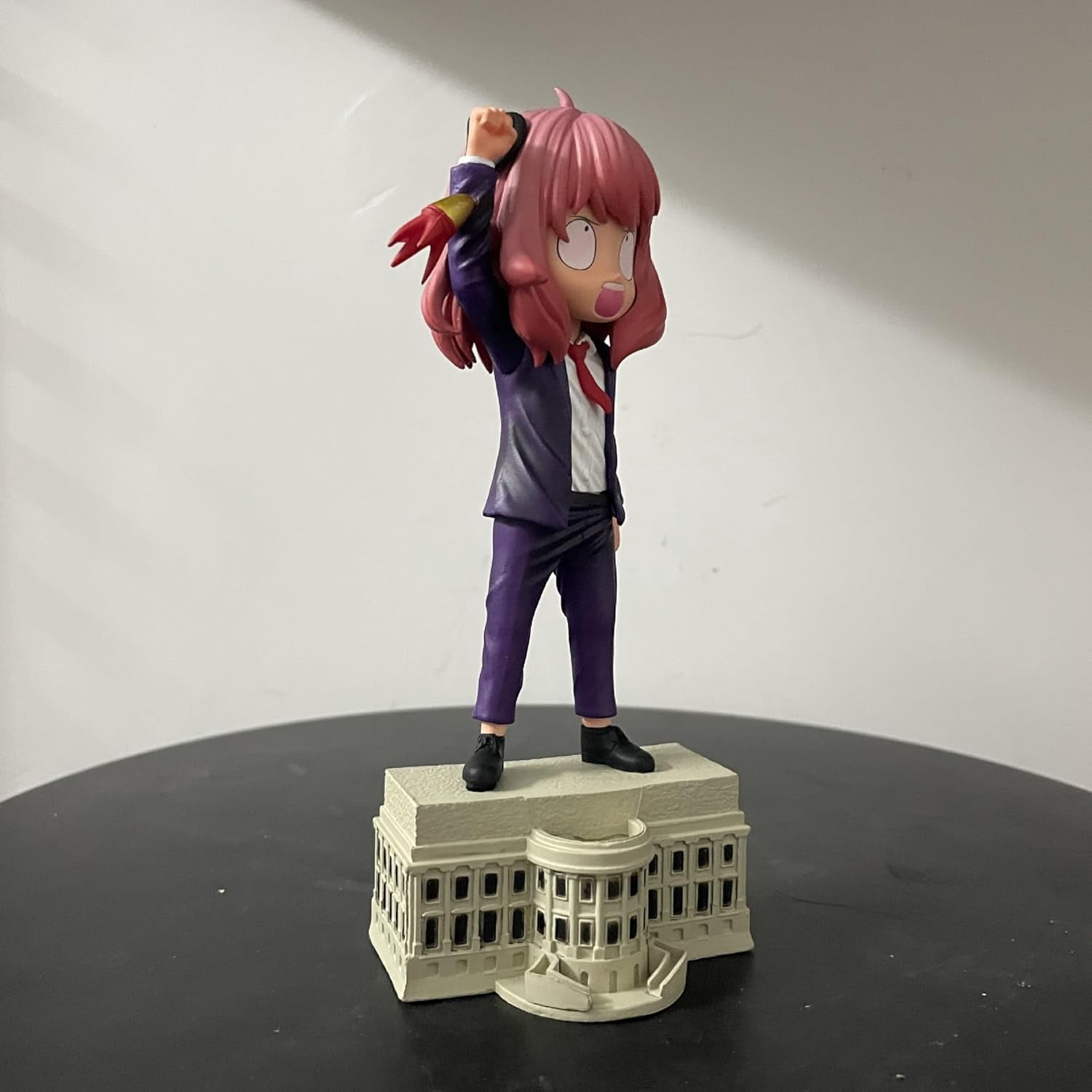Anya Figure, Suit Anya Forger Cos President Anime Figures 18cm/7.1inch Handmade PVC Cartoon Manga Character Decoration Craft Gift