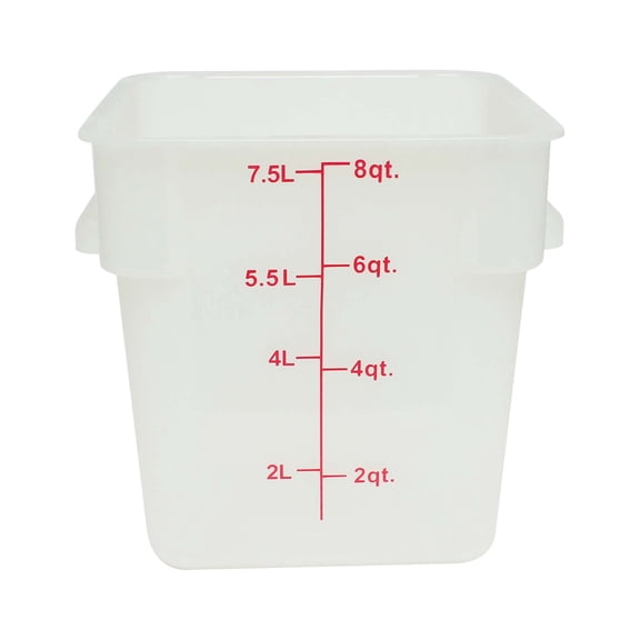Excellante 8 quart plastic square food storage containers, translucent, NSF certified, comes in each