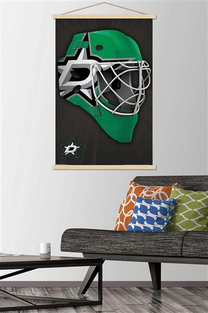 NHL Dallas Stars - Mask 16 Wall Poster with Wooden Magnetic Frame, 22.375" x 34"