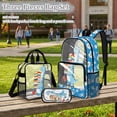 thumbnail image 2 of ZUXONGSY Cartoon Dinosaur Book Print 3 Pcs Clear Backpack Set, Heavy Duty Transparent Bookbag with Lunch Bag & Pencil Case, Back to School See Through Bags for Teens Girls, 2 of 5