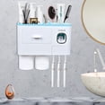 thumbnail image 1 of Wall Mounted Toothbrush Holder for Bathroom, Automatic Toothpaste Dispenser Kit with Magnetic Cups Kids & Family Set Toothbrush Holders, Storage Rack & Easy Install, Durable Space-Saving,Blue, 1 of 7