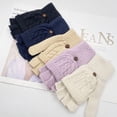thumbnail image 6 of Winter Fingerless Gloves Mittens for Women Men Warm Wool Knitted Convertible Flip Top Mittens for Cold Weather, 6 of 8