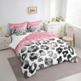 thumbnail image 3 of Feelyou Leopard Cheetah Print Bedding Comforter Set 7pcs, Grey Pink Glitter Queen Bedding Sets, Fashion Watercolor Queen Sheet Sets, Super Cozy Room Decor, 3 of 7