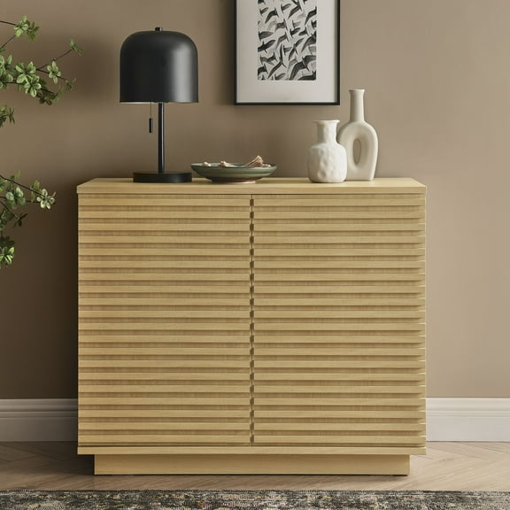 Modway Render 2-Door Fluted Accent Cabinet in Oak