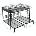 thumbnail image 7 of Metal Triple Bunk Bed, Full over Twin & Twin Bunk Bed Frame with Full-Length Guardrail and 2 Ladders, Bunk Bed with Under-Bed Space for Kids, Divided into 3 Separate Beds, No Box Spring Needed, Black, 7 of 7