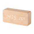 thumbnail image 1 of Digital Wooden Alarm Clock with 3 Alarm Settings and 3 Levels Brightness, Electronic LED Time Display, 1 of 6
