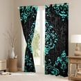 thumbnail image 3 of Manfei Bohemian Damask Curtains Pack of 2 (52x63), Black Cyan Black Out Curtains, Victorian Flower Window Curtains, Stylish Bedroom Decoration, 3 of 6