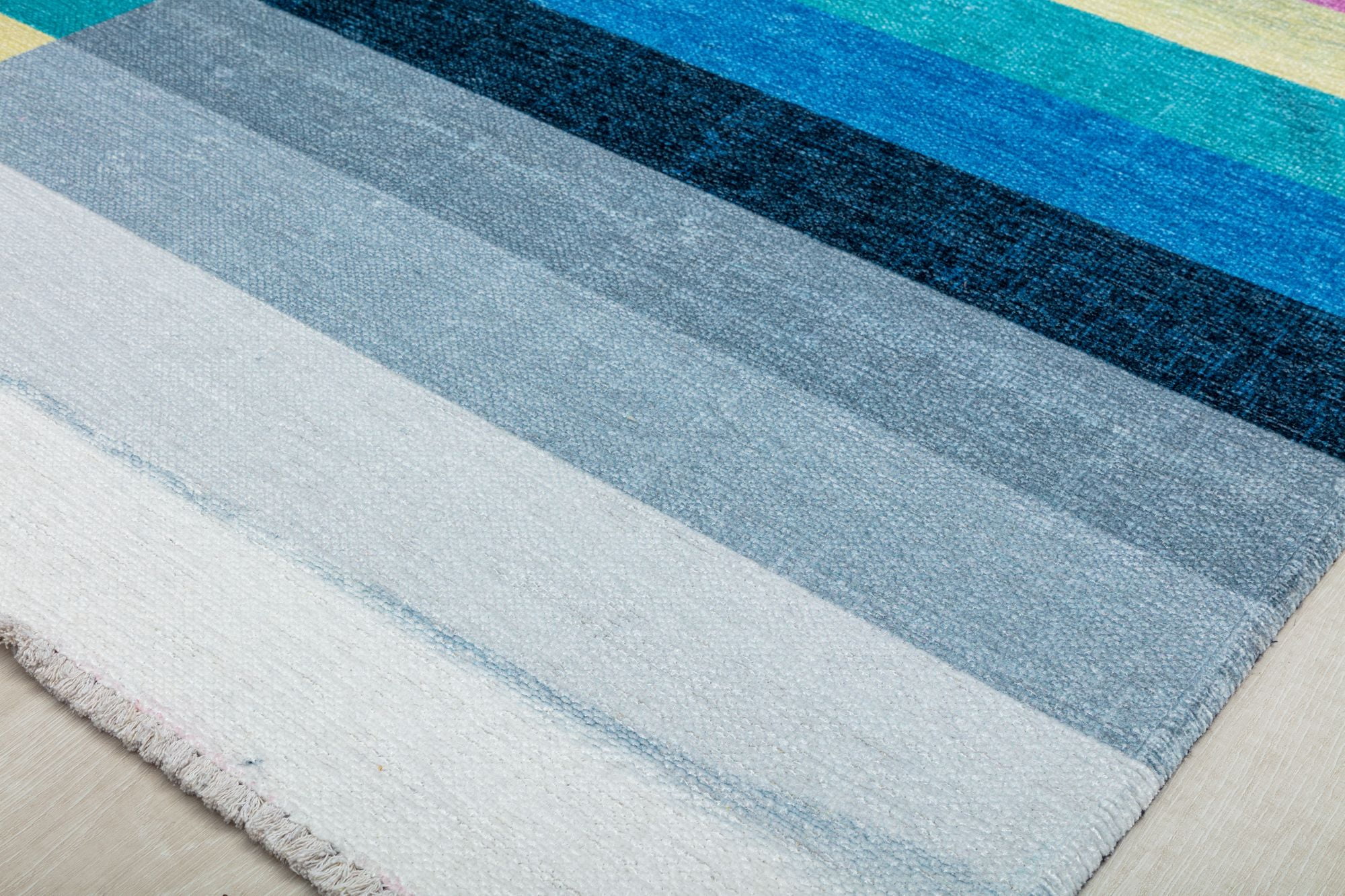 Elizabeth Sutton MI15A Flying Colors Stripe Mordern Multicolor Area Rug, 2'7" x 4'