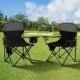 thumbnail image 6 of Sophia & William Camping Chairs 2 Pack Portable Outdoor Folding Chairs with Cooler Bag & Side Pocket, Black, 6 of 9