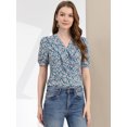 thumbnail image 2 of INSPIRE CHIC Women's Floral Print Rufle Button Up Puff Short Sleeves Blouse Top, 2 of 6
