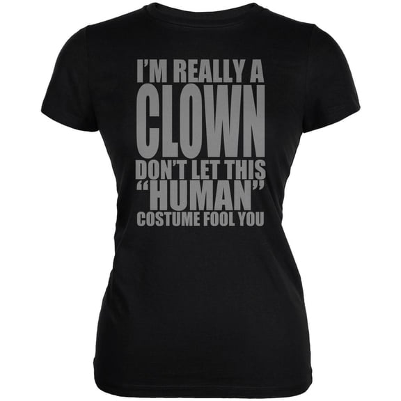 Halloween Human Clown Costume Juniors Soft T Shirt Black MD