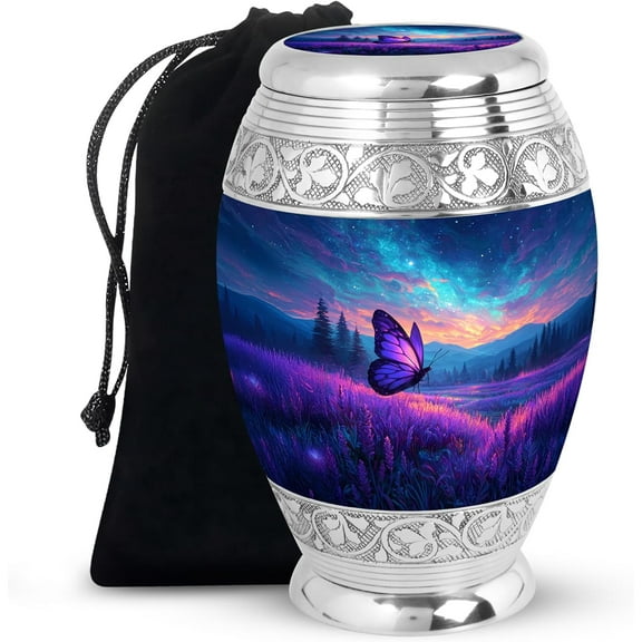 Purple Butterfly Urn for Ashes Adult Male, Urns for Women Human Ashes, Cremation Urn for Ash, Large Urns for Human Ash Adult Man (Size - 10 Inch 1 Pcs)