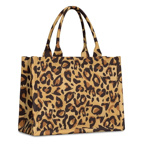 Large Capacity Tote Bag,Yellow and Brown Of Leopard Print Handbag Fashion Luxury Tote Bag,15.7"x13"x 5.1" Inches,Laptop Compatible