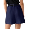 thumbnail image 4 of WULMLEO Womens Shorts Dressy High Waisted Wide Leg Bottoms Pleated Business Casual Work Trouser Shorts Without Belts Dark Blue M, 4 of 8