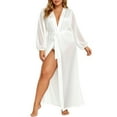 thumbnail image 1 of Batas de satén de manga larga para dormir, con botones, ropa de estar suave, conjunto de pijama para mujer, 1 of 5