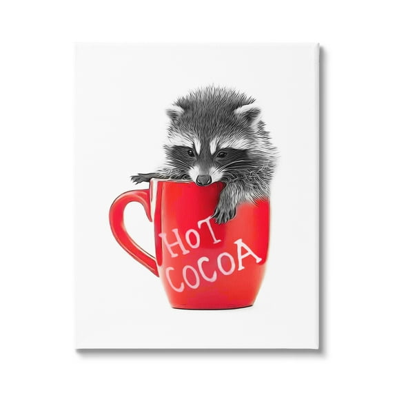 Stupell Industries Raccoon in Cocoa Mug Animals & Insects Painting Gallery Wrapped Canvas Art Print Wall Art, 16 x 20