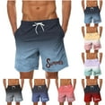 thumbnail image 2 of PUMISAS Summer Swim Trunks For Men Elastic Waist Shorts Beach Drawstring Pants With Pockets Gradient Color Print Shorts, 2 of 4