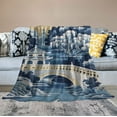 thumbnail image 2 of Nawypu  Chinoiserie Blanket Blue and White Chinoiserie Pagoda Bedding Blanket Traditional Chinese Fluffy Winter Warm Furry Rustic Blankets for Adults Anniversary Birthday Decor, 2 of 6