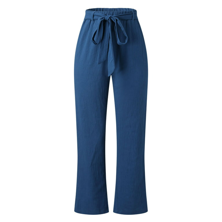 Buy Blue Cotton Stretch Pull Up Pants - Pants For Women