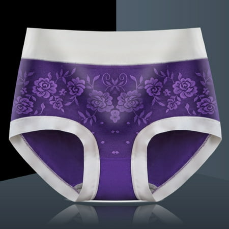 EQWLJWE Womens Briefs Underwear Cotton High Waist Plus Size Panties Stretch Soft Panty Purple XL