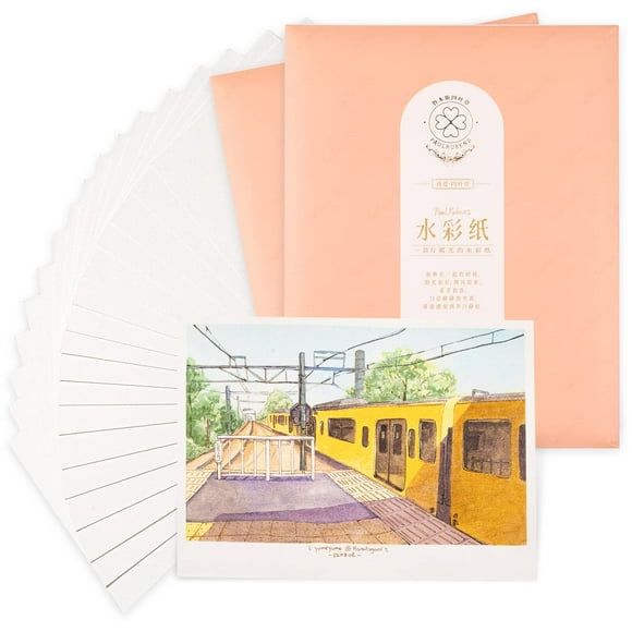 2 Pack of Paul Rubens Hand-made Watercolor Paper Cold Press, 100% Cotton Rag with Glitter Sparkling Effect, Acid-Free Paper 140lb/300gsm, 10.63â