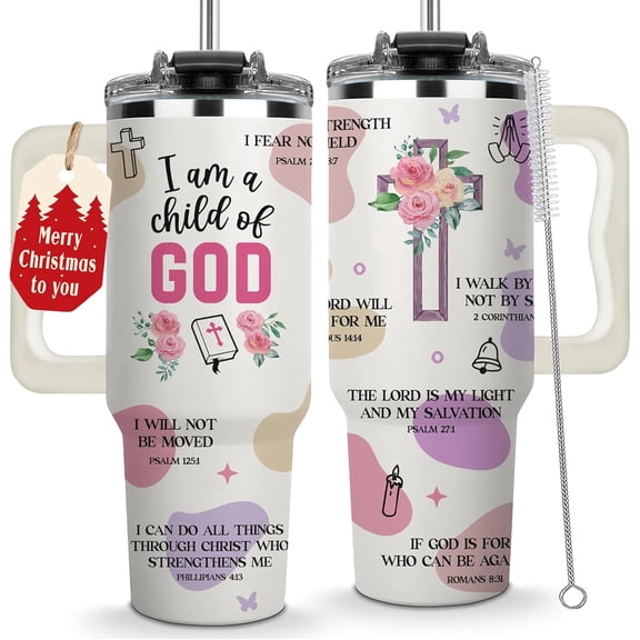 Christian Gifts For Women, Child of God Tumbler, Inspirational Religious Faith Cup, Bible Verse Mug, Baptism Confirmation Gift, Spiritual Birthday Gifts for Mom, Daughter, Friends
