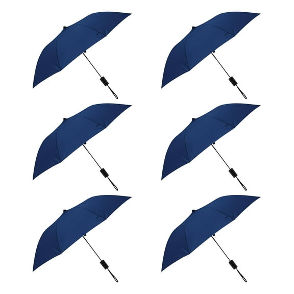 Compact Manual Folding Umbrellas Set of 12, Bulk Pack - Perfect for Travel, Promotional Events or Giveaways - Navy Blue
