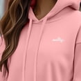thumbnail image 5 of Dalix Salty Embroidery Fleece Hoodie Cropped Long Sleeve Drawstring Fall Spring Womens in Pink L Large, 5 of 5